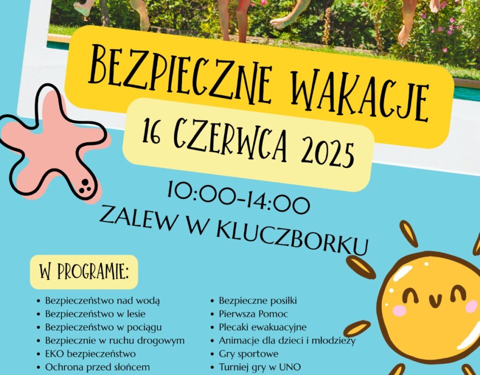 Plakat Bezpieczne Wakacje 2025